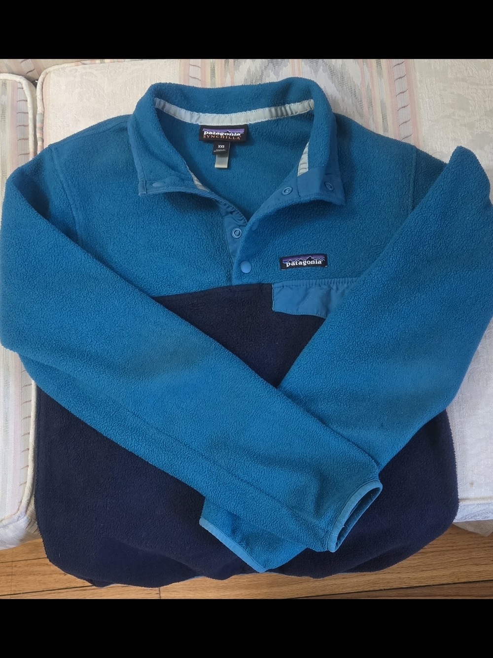 Patagonia Teal & Navy Snap-T Fleece Pullover. XXSmall